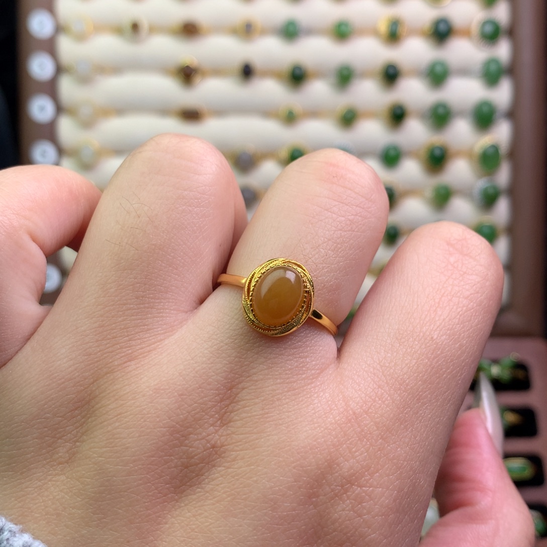 和田玉银S925镶嵌戒指