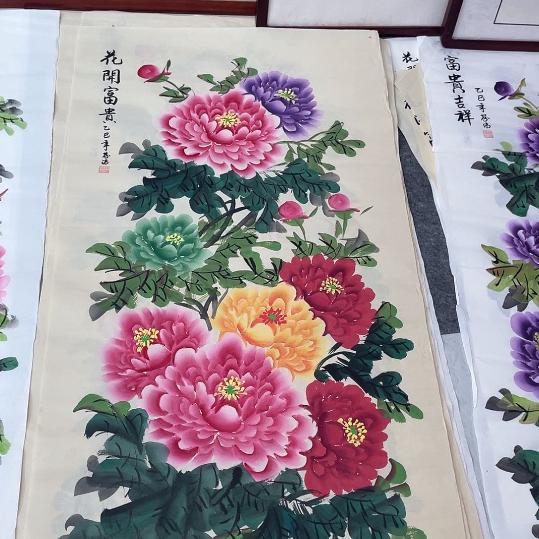 国画国画作品原稿四尺竖仿古五彩