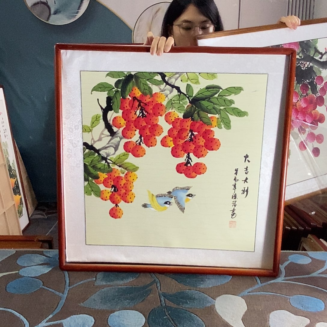 国画62✖️62手写手绘带框包邮国画作品