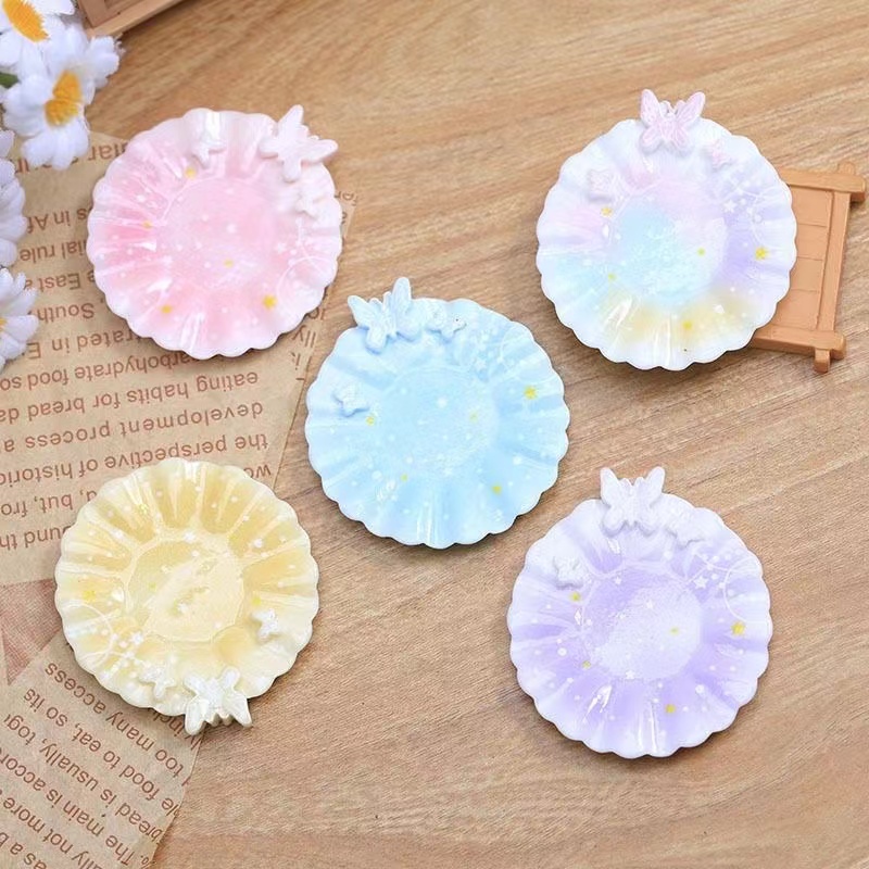 真闪粉微缩蝴蝶盘子树脂饰品配件用于DIY奶油胶捏捏装饰手工材料