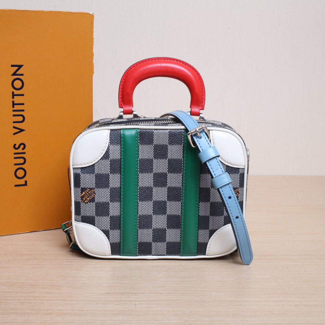 95新 LouisVuitton/路易威登 【双攀】老花VALISETTE 手提箱包BB 