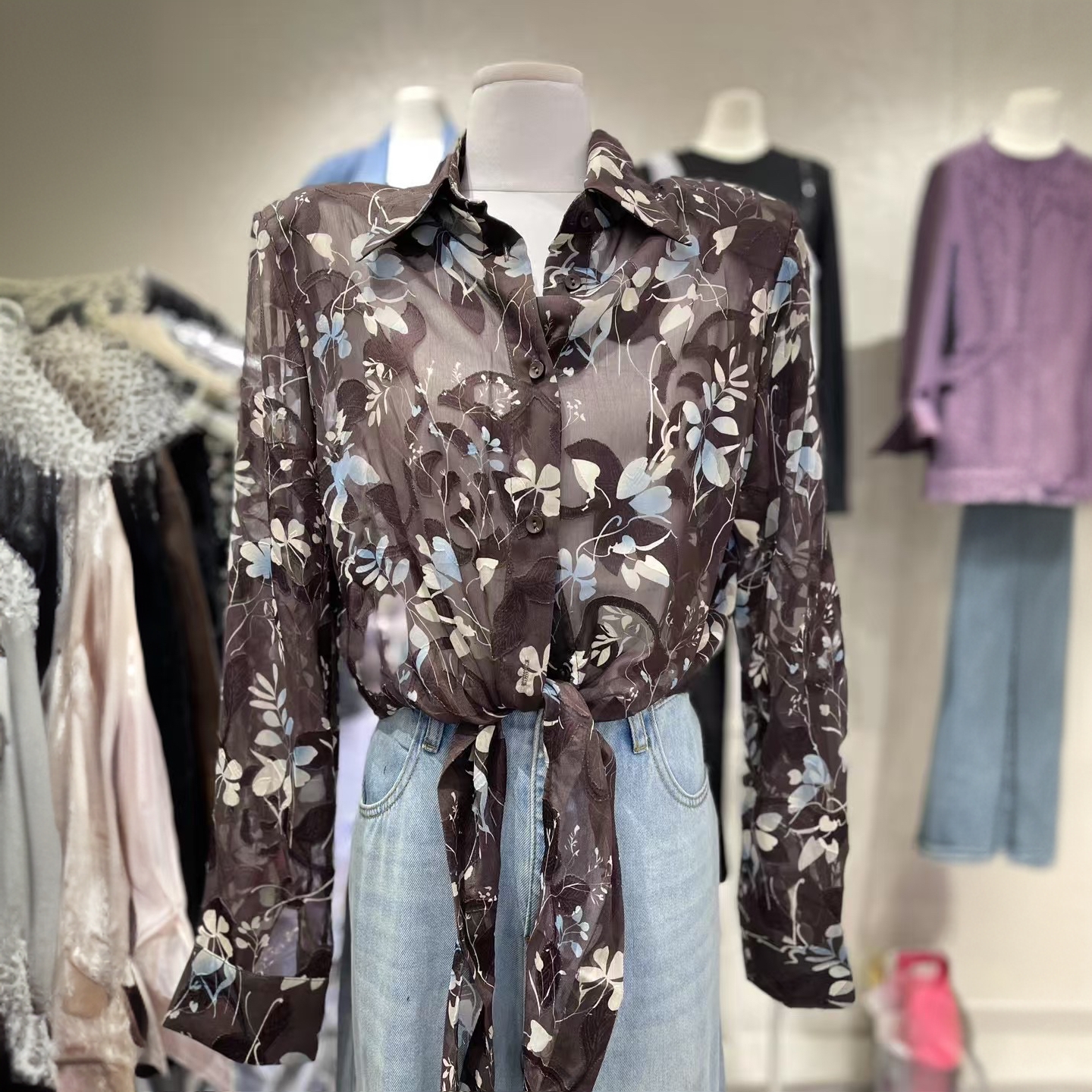 碎花显瘦气质长袖时尚百搭