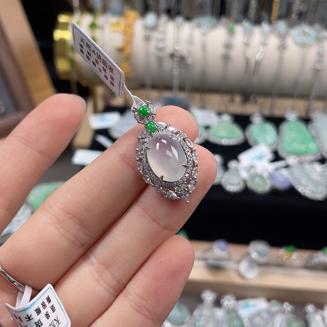 翡翠银S925镶嵌颈饰