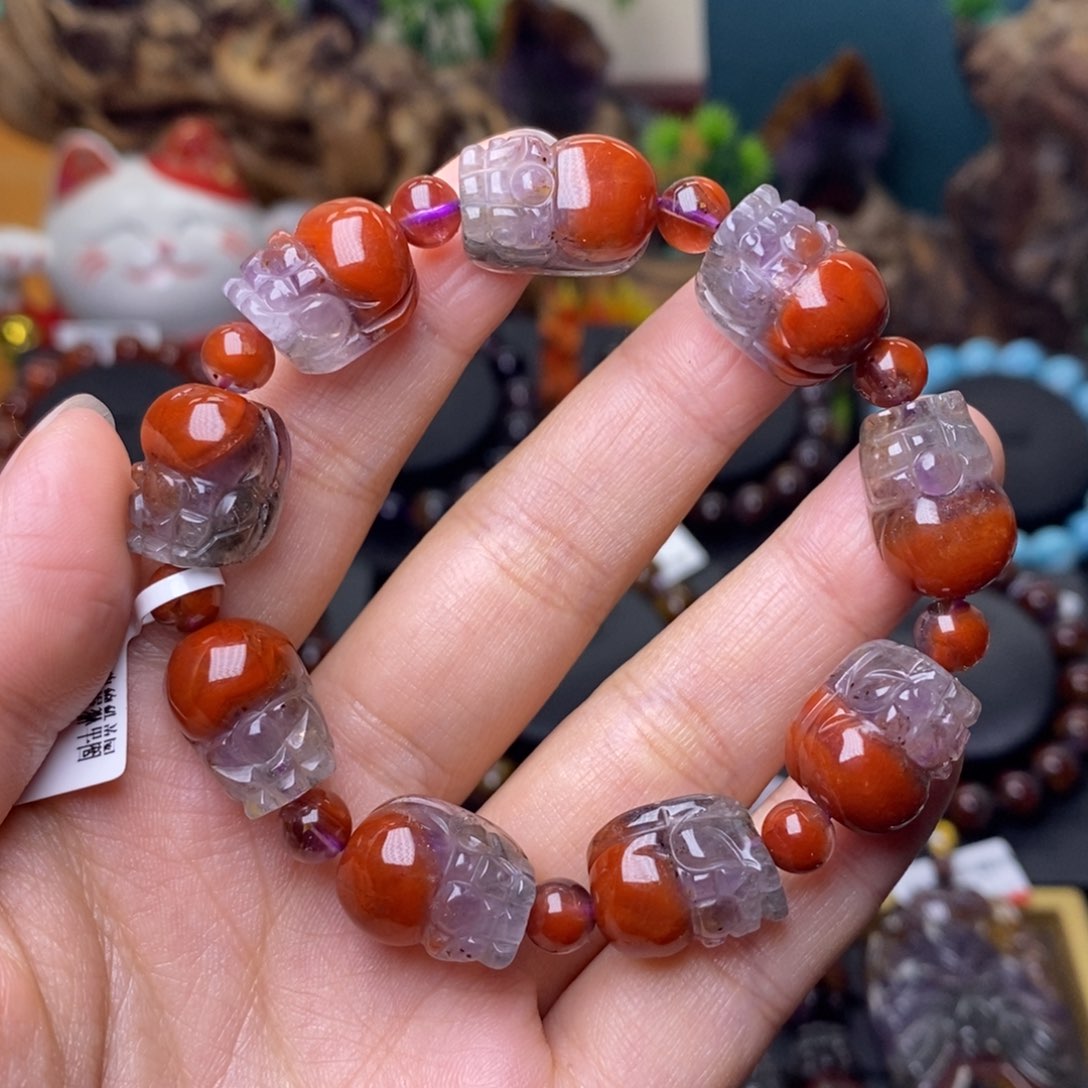 水晶A034极光荆棘玫瑰貔貅手链未镶嵌