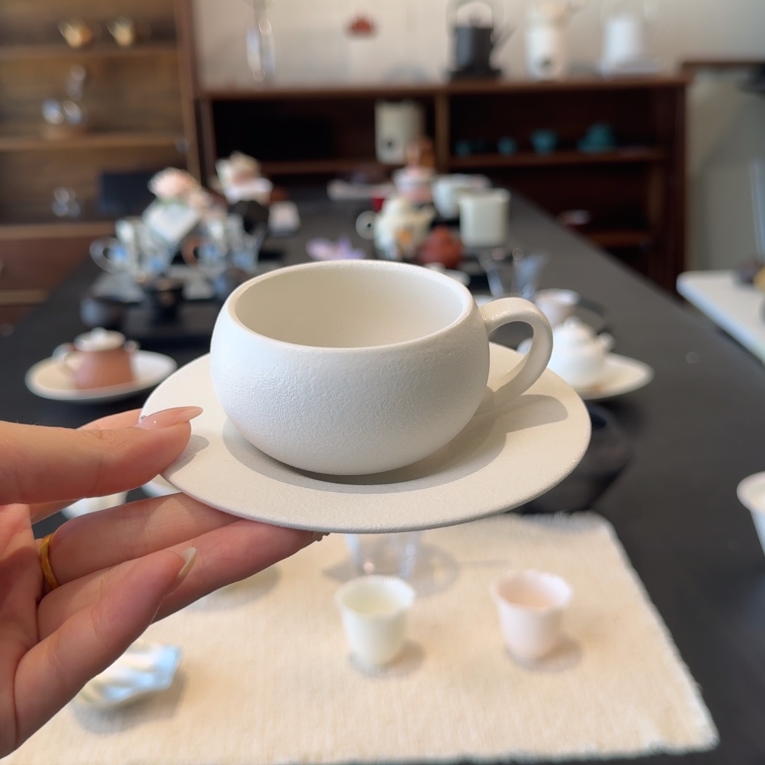 开播福利白泥咖啡杯两件套