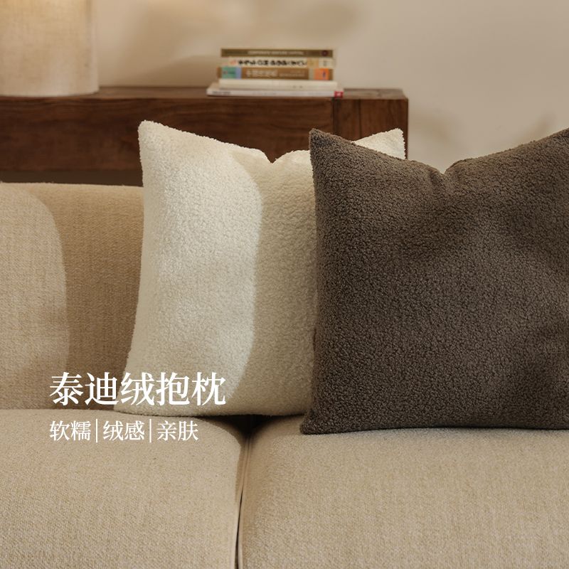 泰迪绒抱枕冬季毛绒奶油风客厅沙发床上靠垫靠背腰枕轻奢高级靠枕