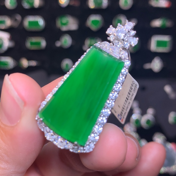 【闪购商品】翡翠颈饰银S925镶嵌天然翡翠