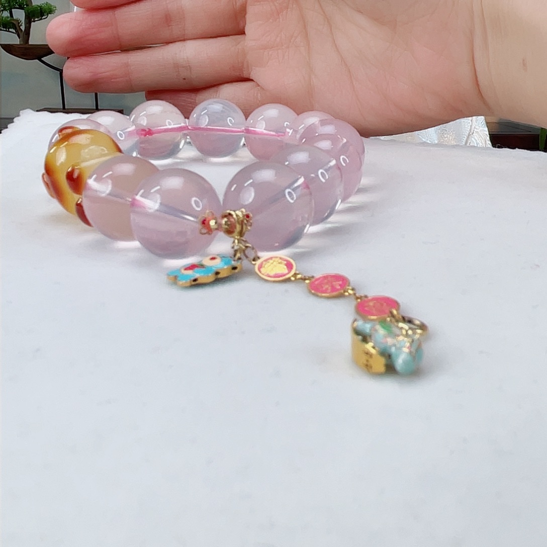 水晶手链18K金镶嵌水晶15.5