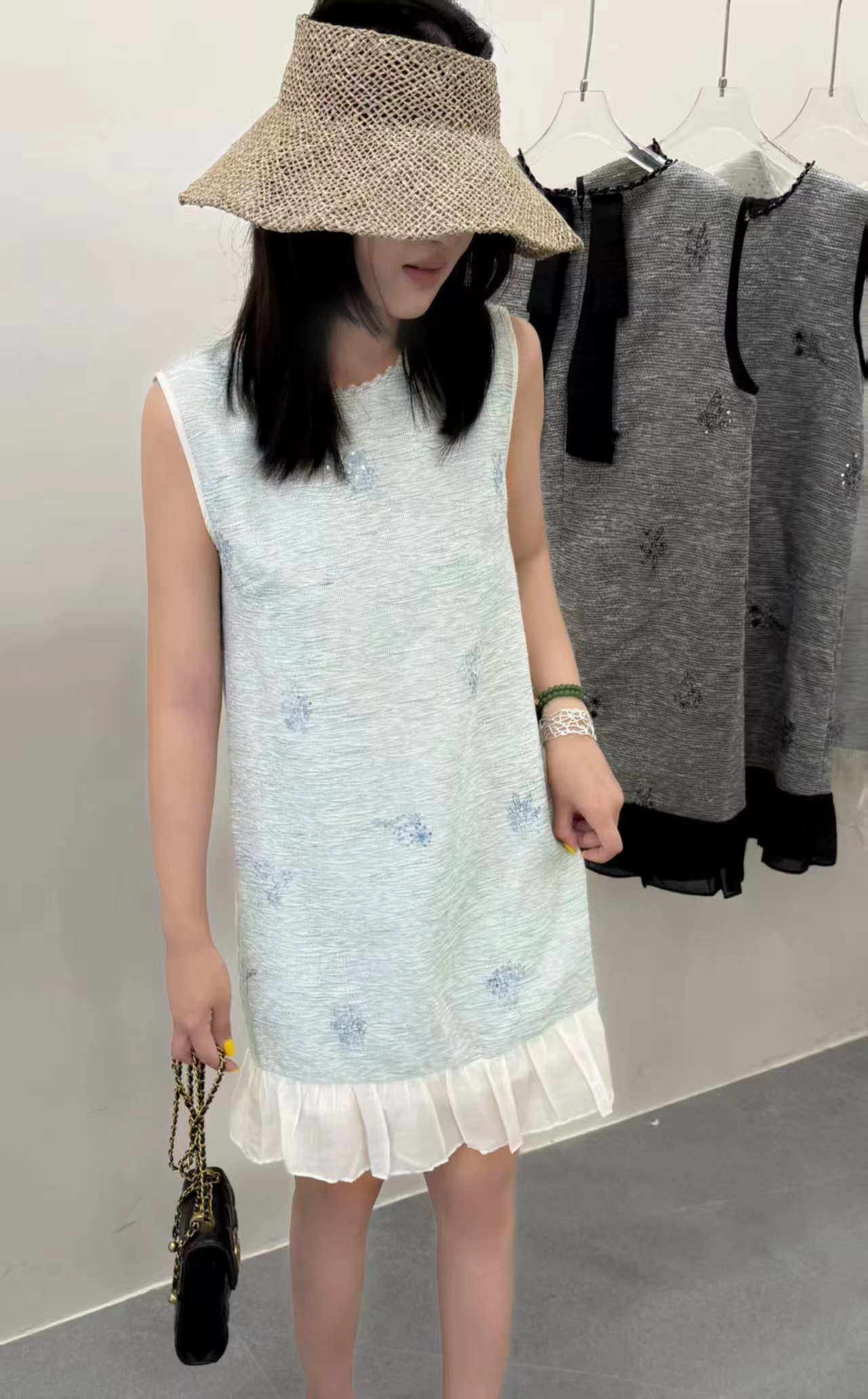 邹先森25119-29新款小香风法式气质蝴蝶结无袖收腰显瘦女士短裙