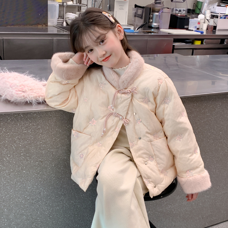 女童棉服2025新款冬季儿童夹棉外套大童国风棉衣新中式古风拜年服