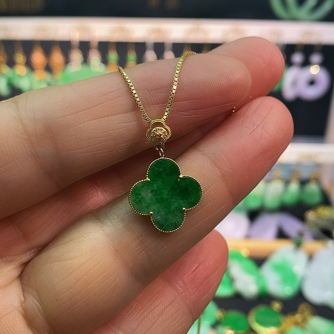 翡翠18K金镶嵌吊坠(赠链)吊坠