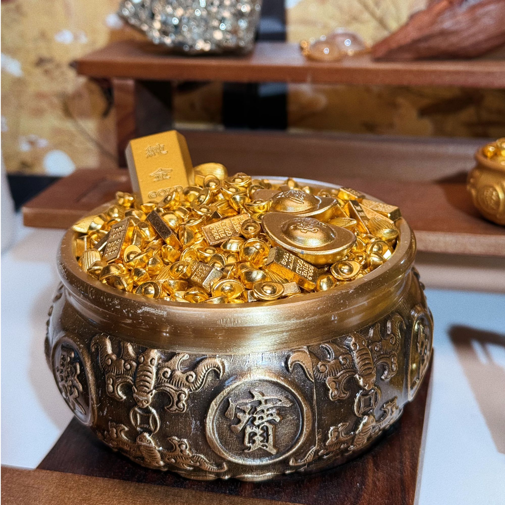 实心黄铜中式聚宝盆家居摆件
