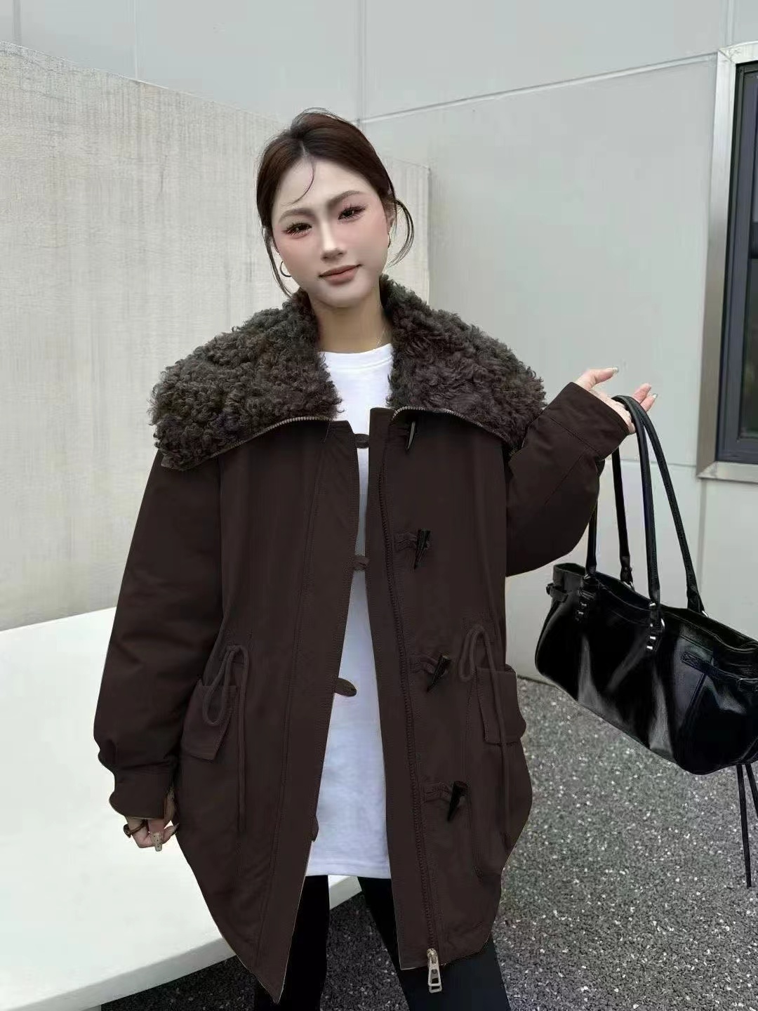 女翻领厚款拉链优等品包袖冬季秋冬加绒女装