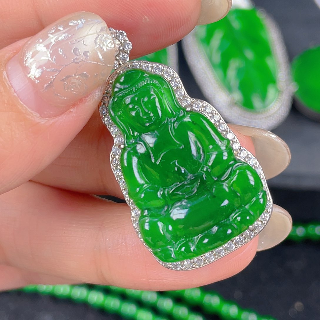 翡翠吊坠(不含链)银S925镶嵌