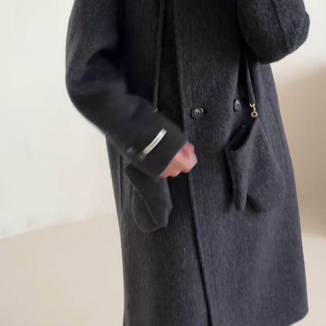 羊绒外套赫本灰高级洋气时尚休闲百搭毛呢双面呢秋冬女士