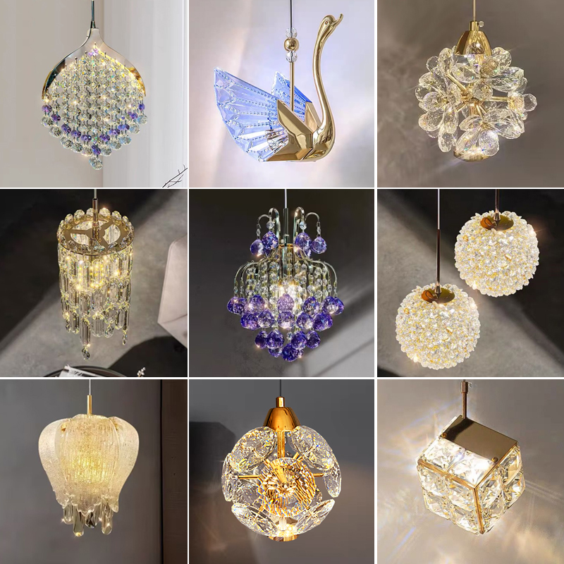 卧室床头水晶小吊灯高级北欧简约现代玄关衣帽间阳台过道氛围灯