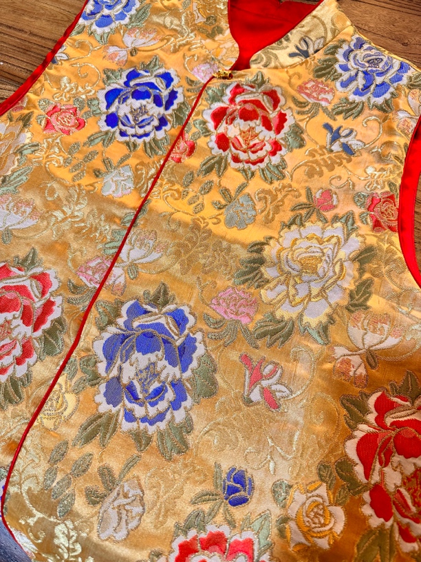 【麟韵华裳•新中式】新款提花富贵牡丹新中式宋锦桑蚕丝马甲