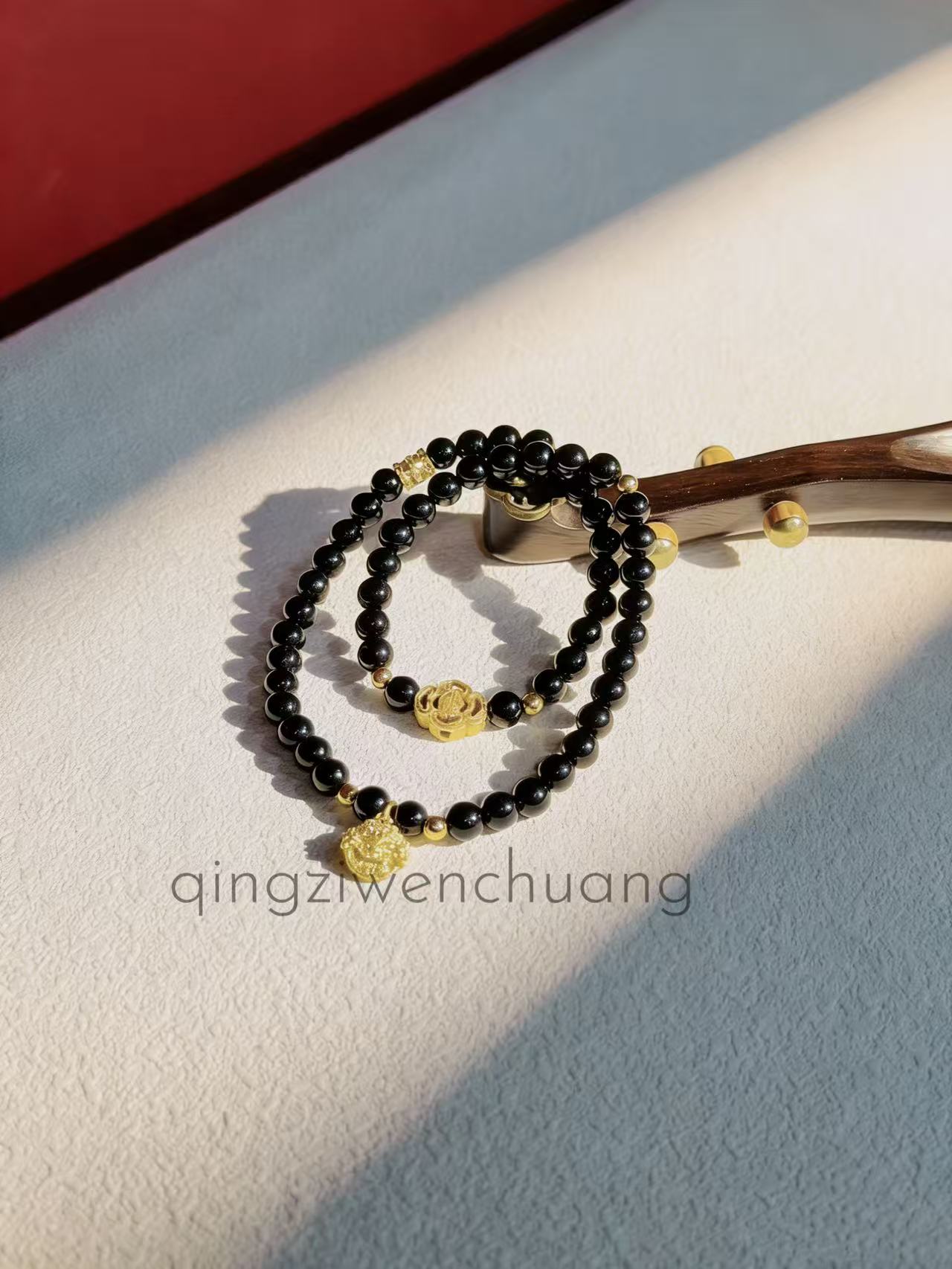 DL 1344-黑曜石双圈手串