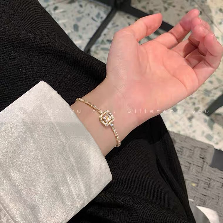 钛钢手链 巴洛克的心闪闪方糖手链轻奢小众设计抽拉绳设计S5103