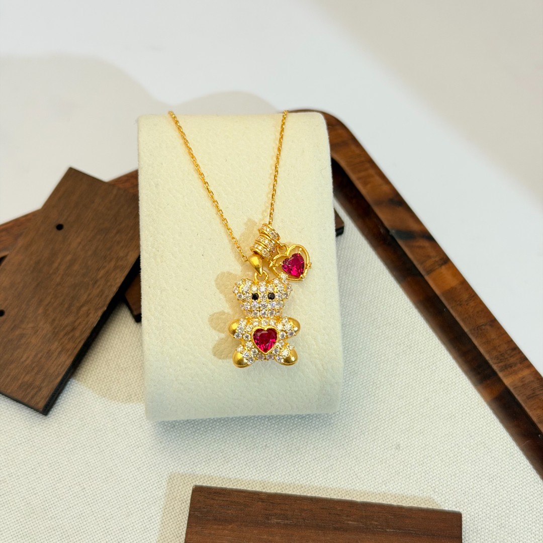 预售&新年上新-Y/Z【爱心小熊点钻套链】足金999精工5G（附加388）