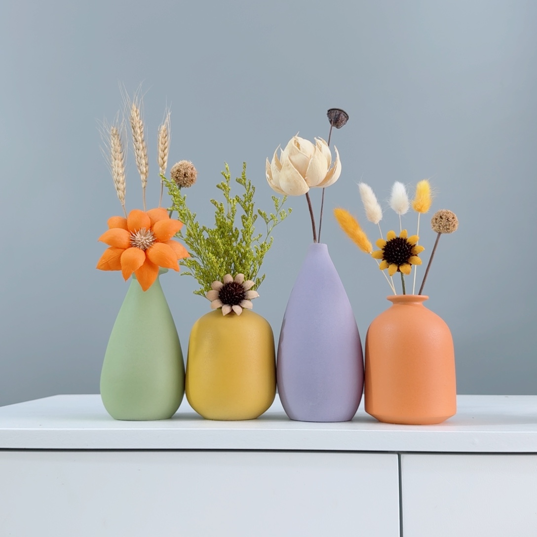 摆件陶瓷花瓶摆件含花总高约20-30cm