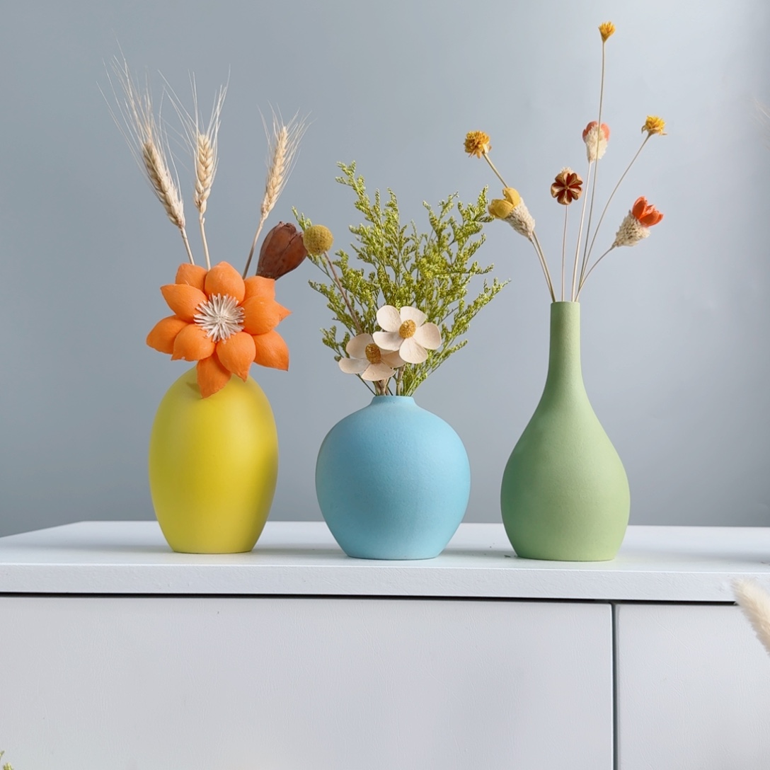 摆件陶瓷花瓶摆件含花总高约20-30cm