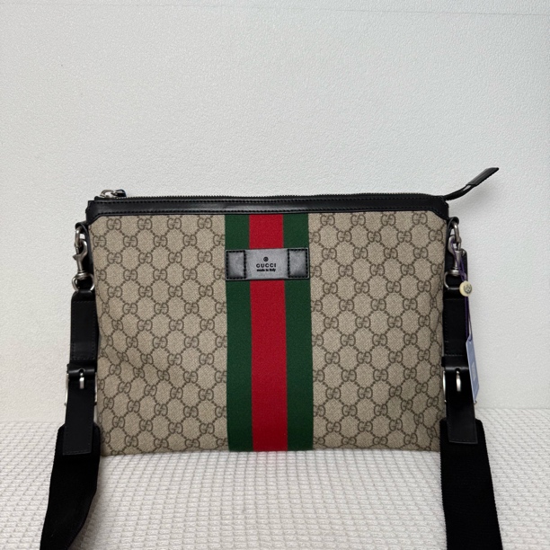 99新 GUCCI/古驰 97新/5187经典时尚红绿织带斜挎包