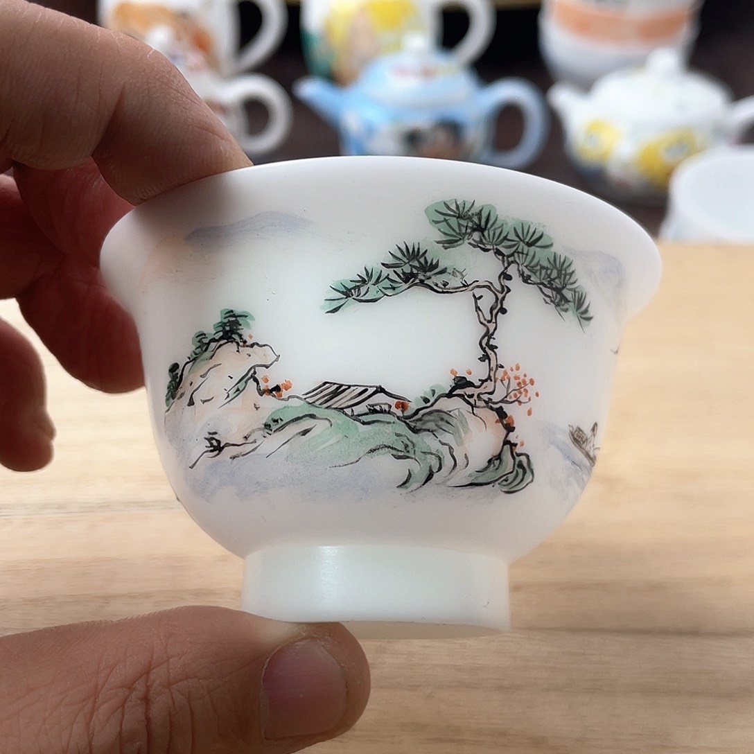 冰种素烧手绘主人杯