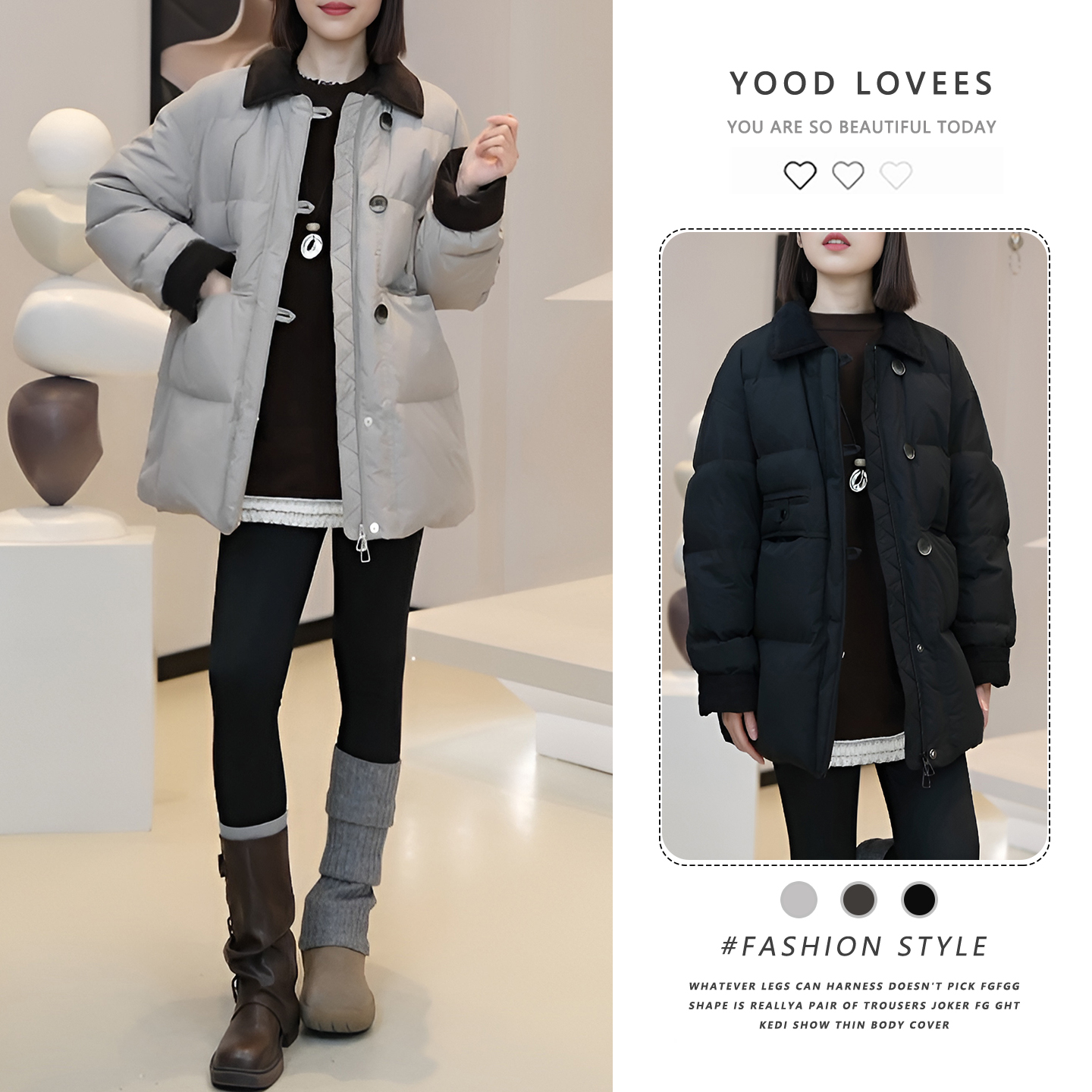 2025冬季新款设计感撞色棉服女韩系简约气质通勤百搭保暖棉衣外套