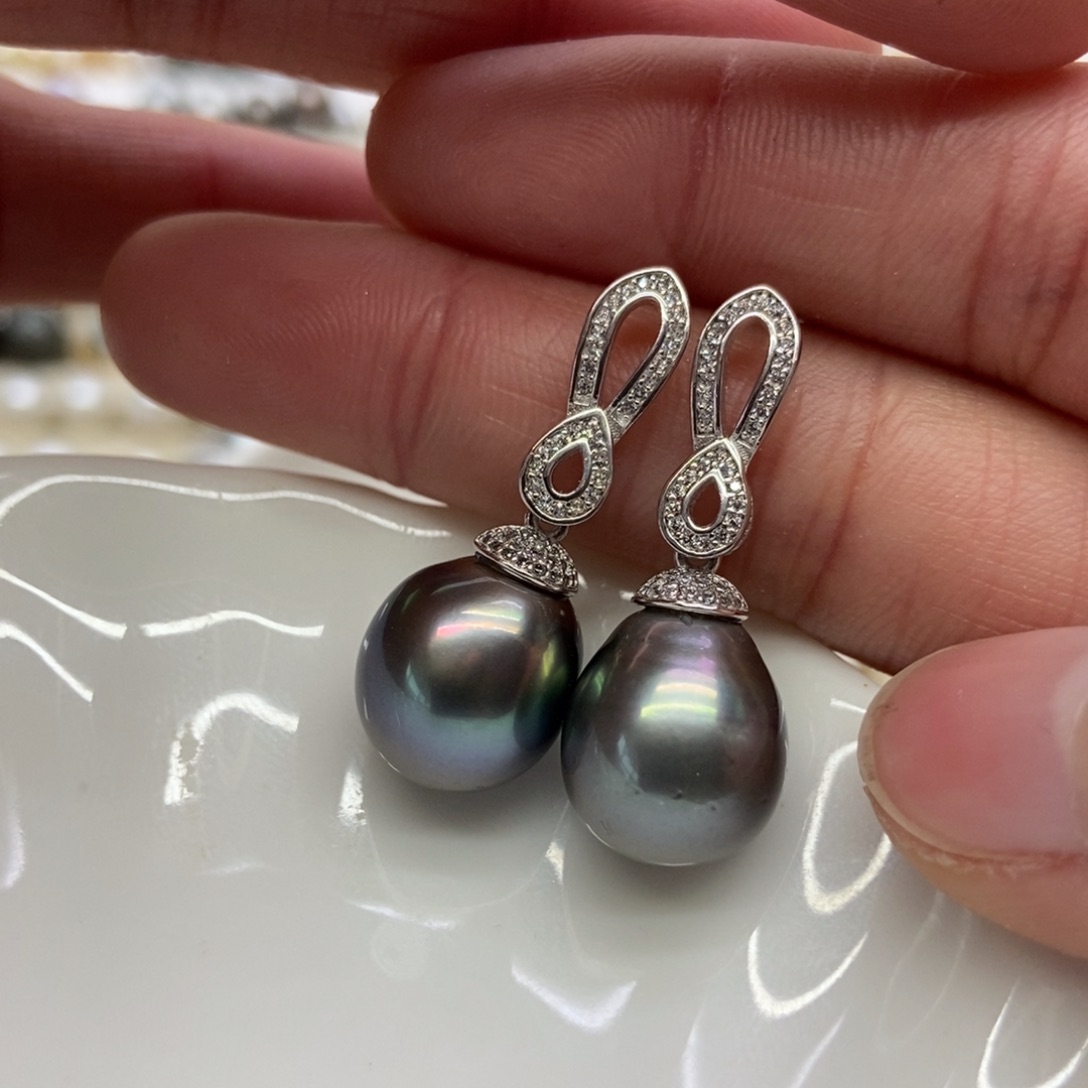 海水珍珠耳饰银S925镶嵌