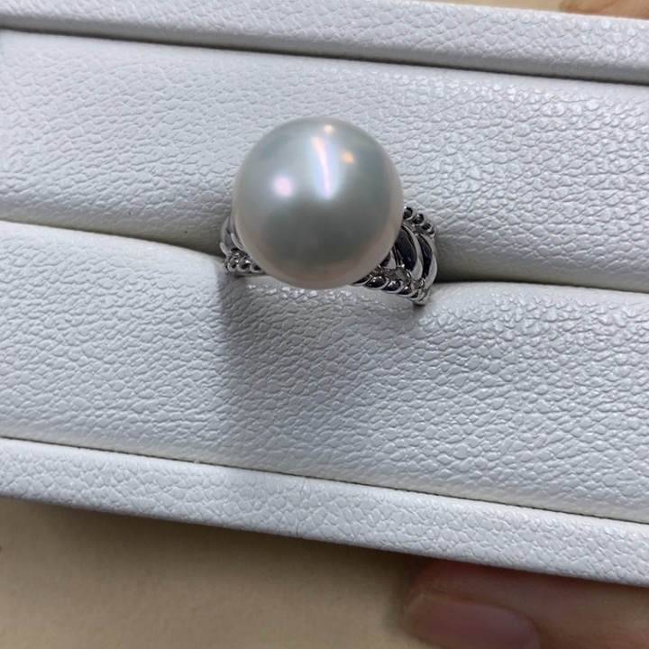 银S925镶嵌戒指淡水珍珠月***，链接6