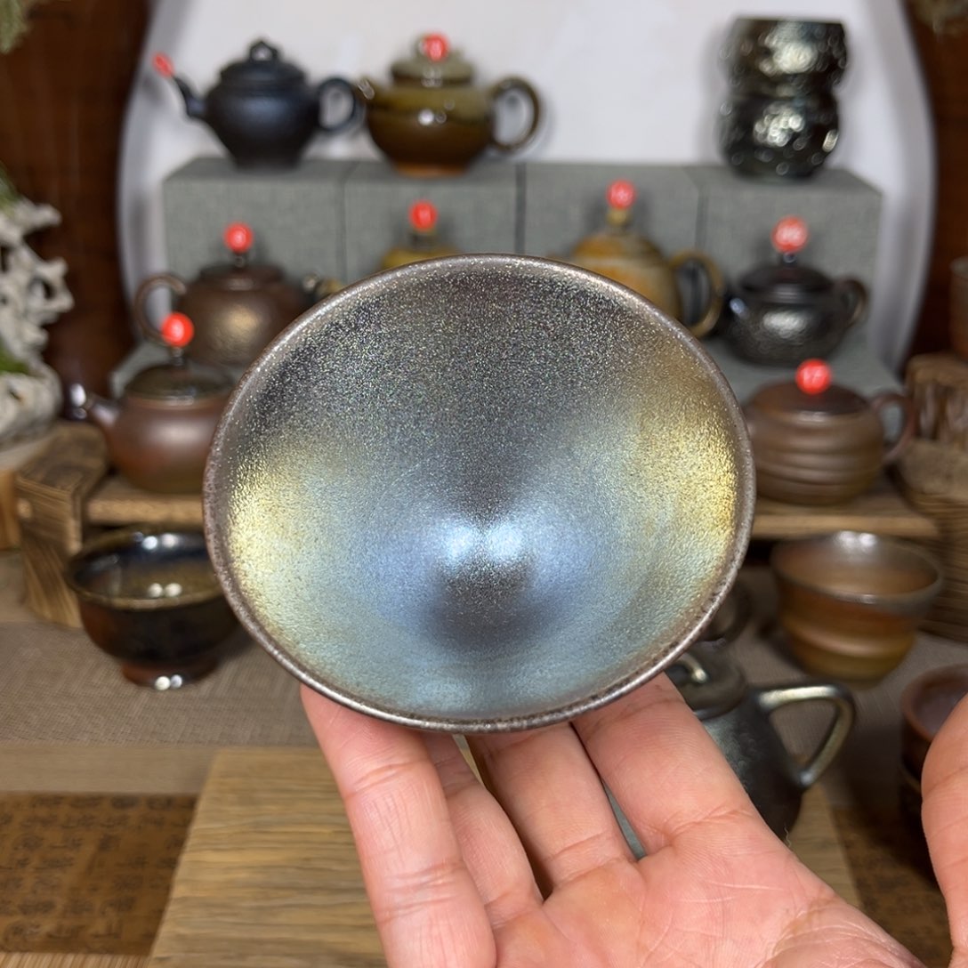 壶建水紫陶紫泥强还原烧斗笠杯100c c