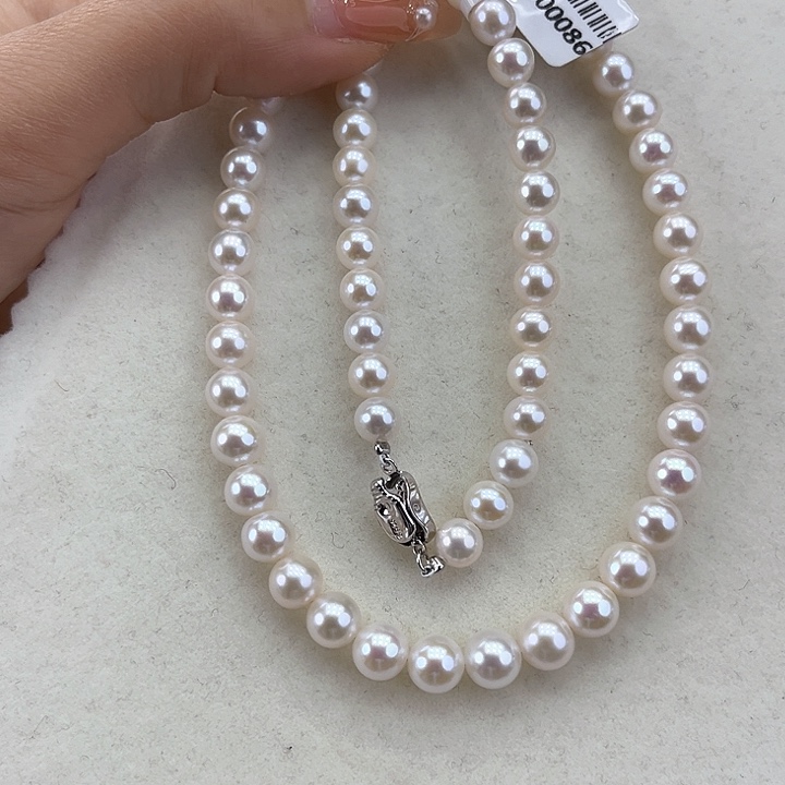 淡水珍珠颈饰银S925镶嵌6-7极光炫彩高品