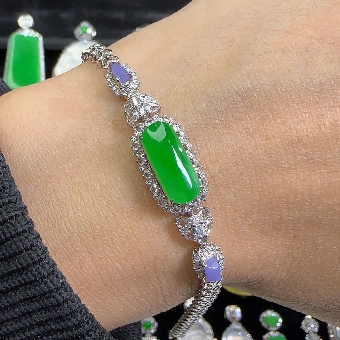 18K金镶嵌手链翡翠天然翡翠