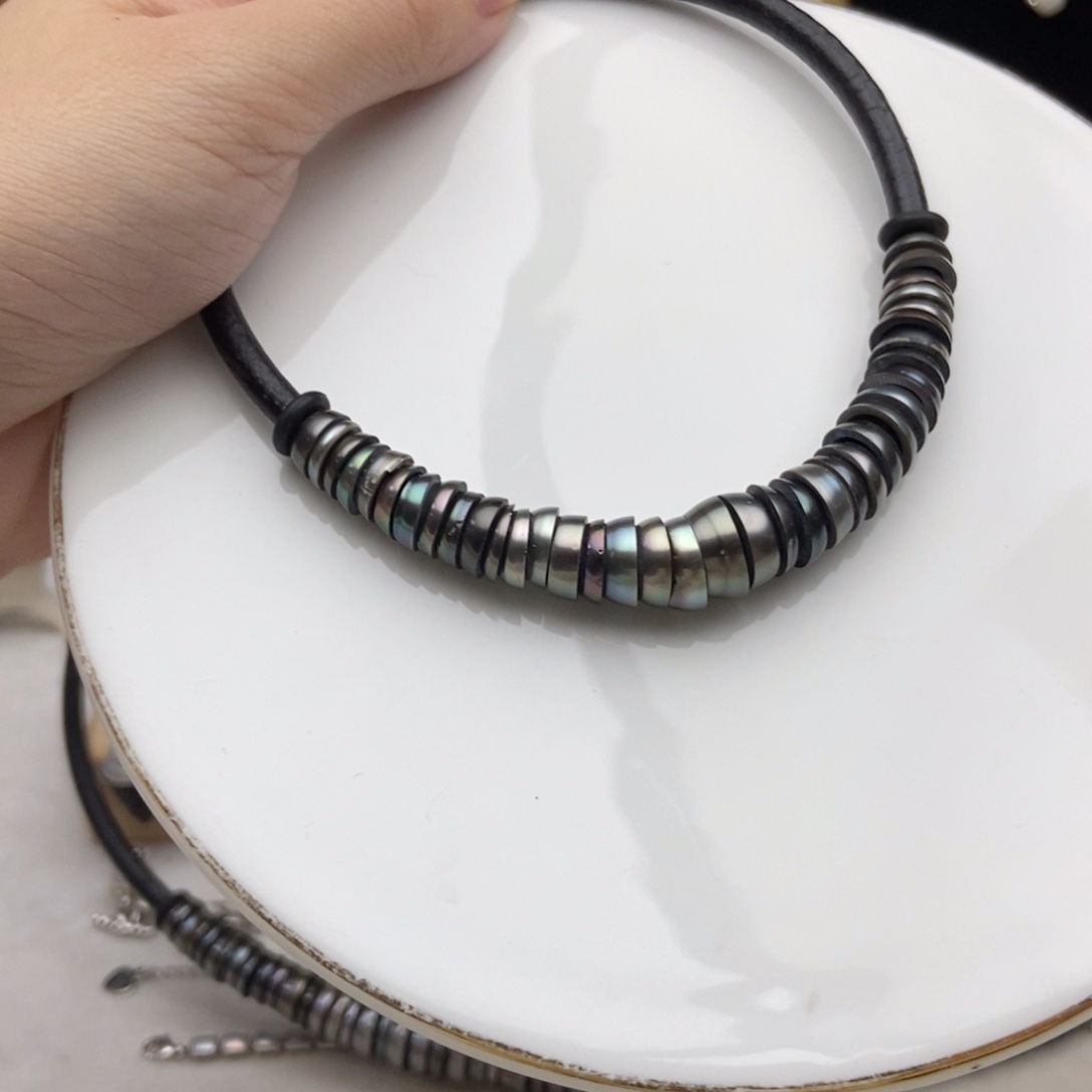 钛钢画框海水珍珠大溪地黑珍珠盘缠手链