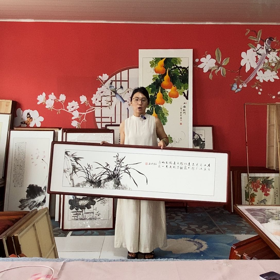 国画手写手绘国画作品47✖️162带框包邮