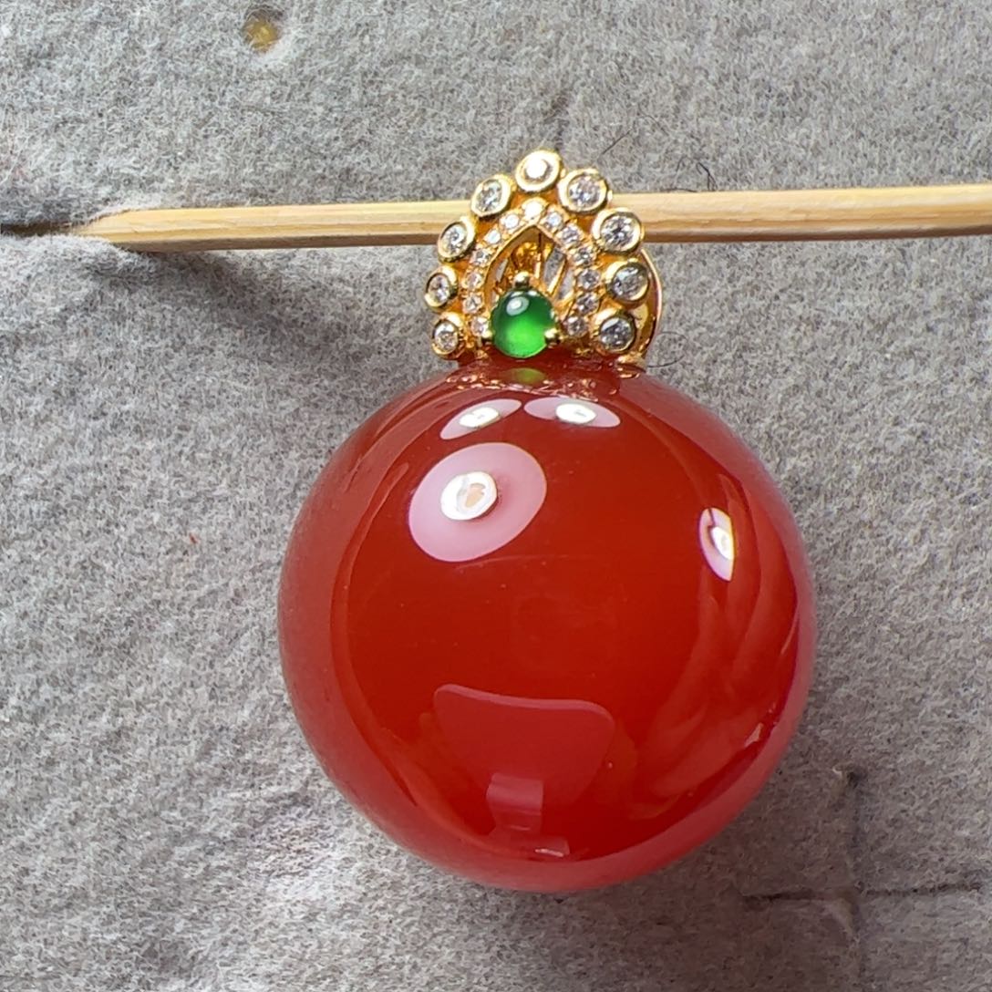 南红玛瑙19➕锁骨珠18K金镶嵌