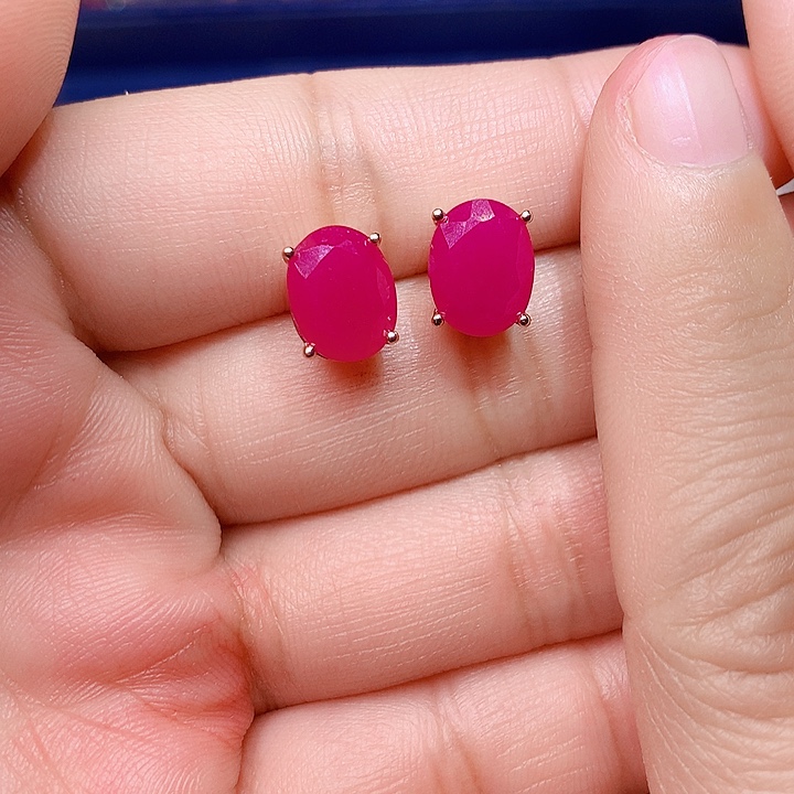 红宝石耳饰银S925镶嵌p****a