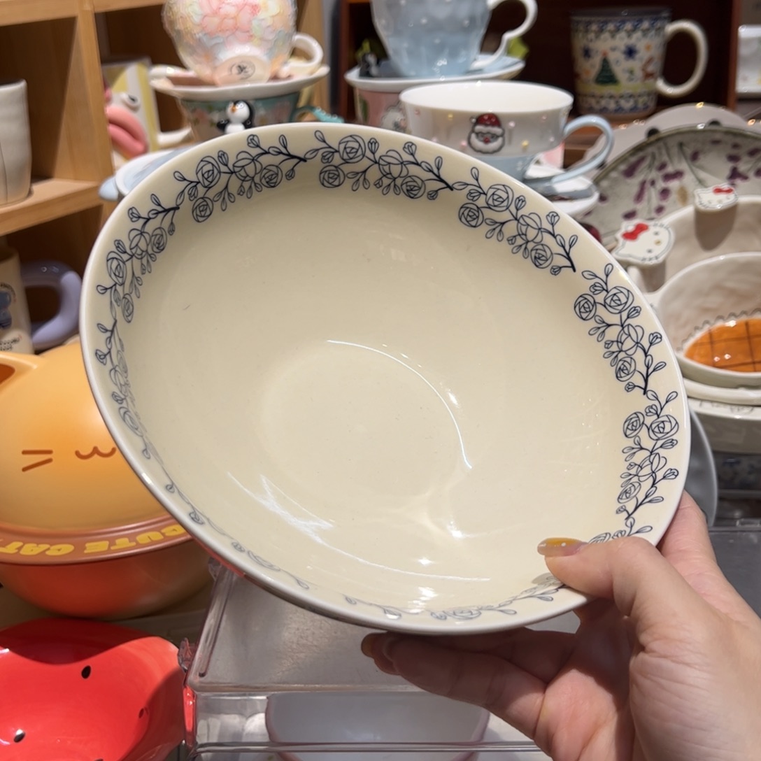 蓝色玫瑰花大汤碗