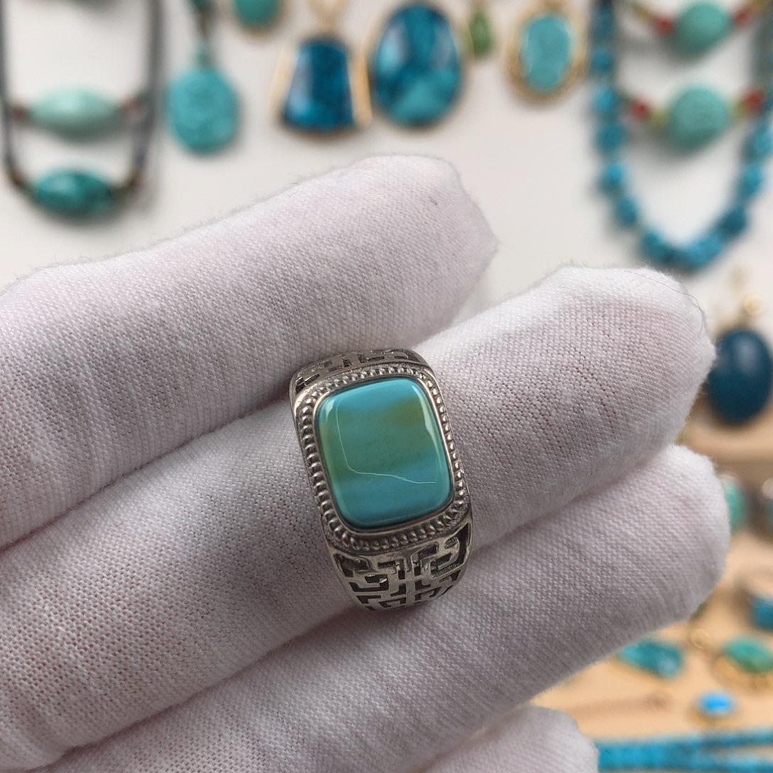 绿松石珠宝奇石银S925镶嵌