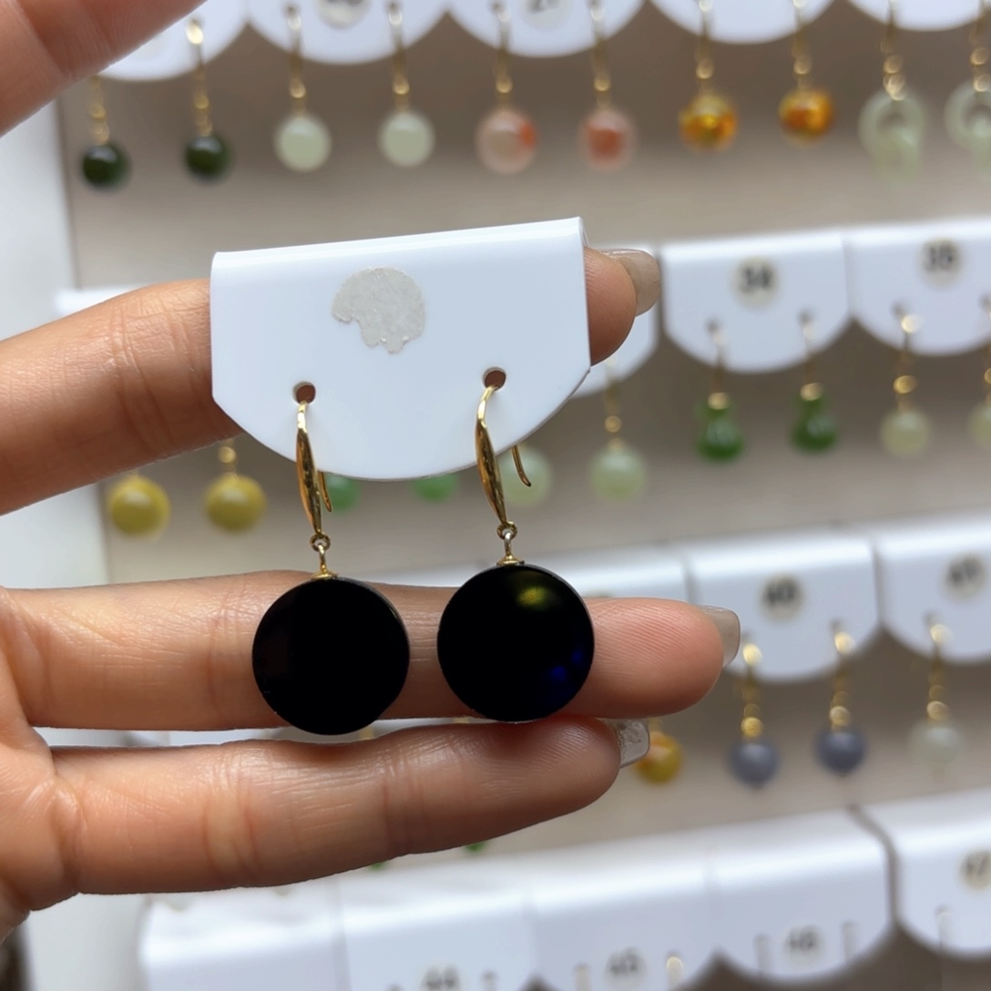 和田玉耳饰银S925镶嵌2