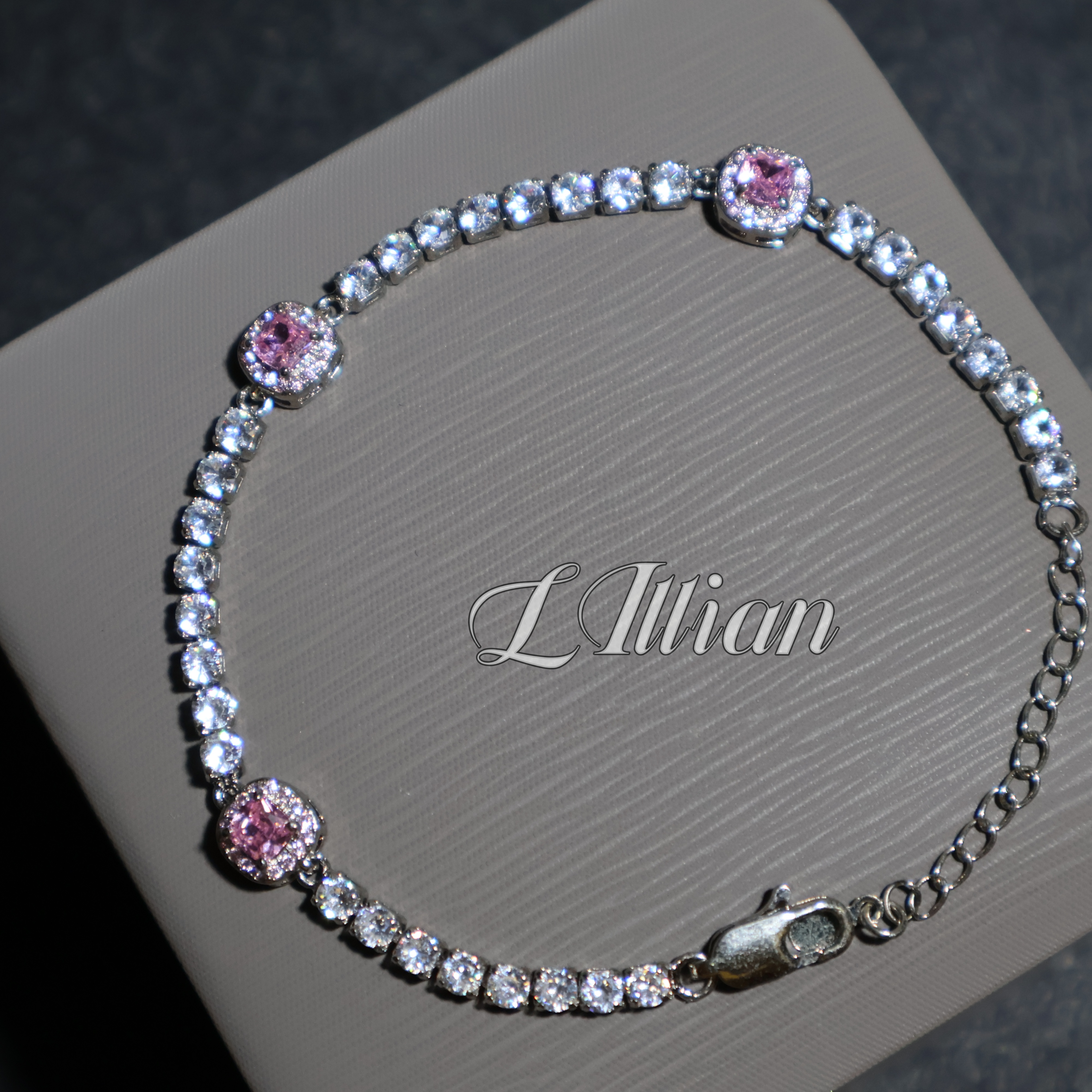 合金手链 莉莉安 超闪满镶公主粉手链BK001