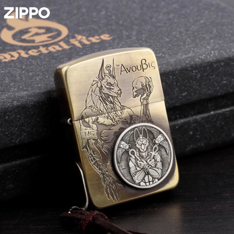 zippo打火机阿努比斯1941复刻限量熏铜做旧死神埃及送礼DYH1X1