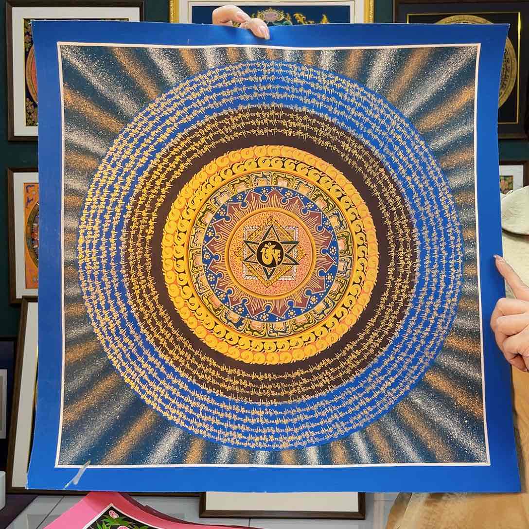 卷轴画手绘唐卡50厘米六字