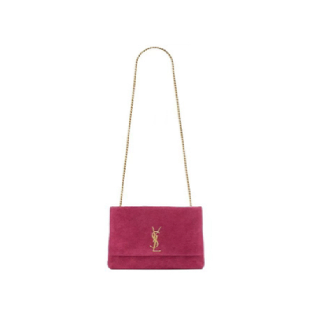 95新 YSL/圣罗兰 玫红色双面 kate/JW3093