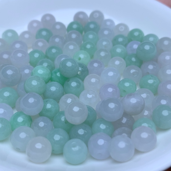 【闪购商品】翡翠手链未镶嵌卡7.6冰绿白10个