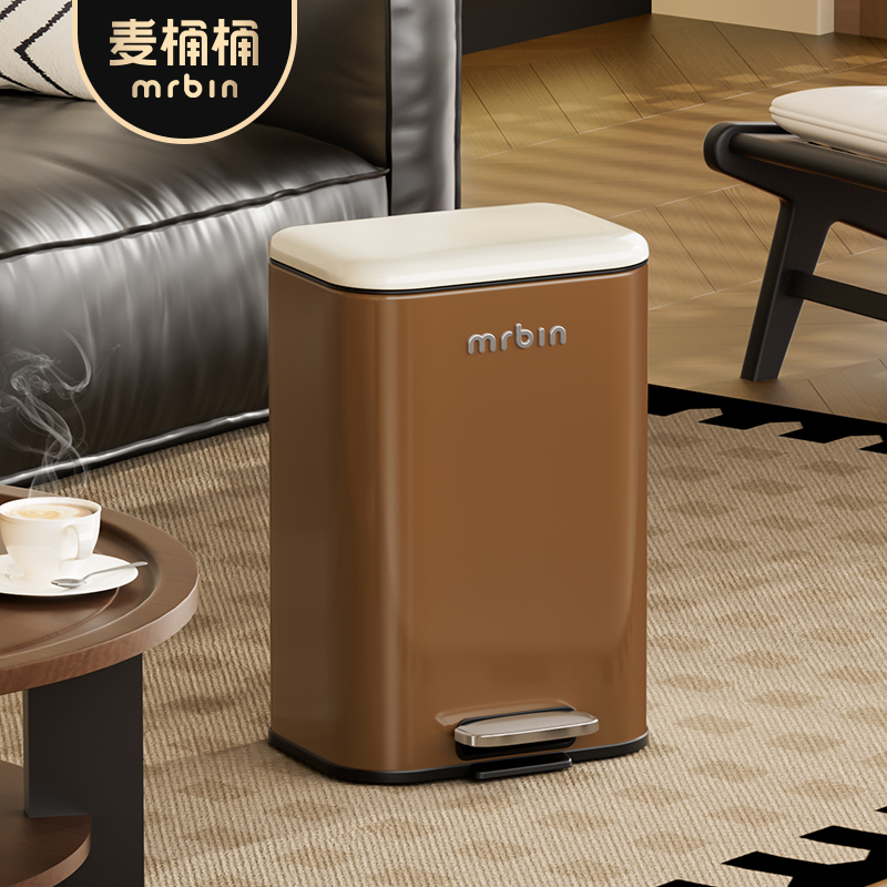 麦桶桶脚踏垃圾桶家用新款中古客厅厨房高颜值带盖卧室复古ins风