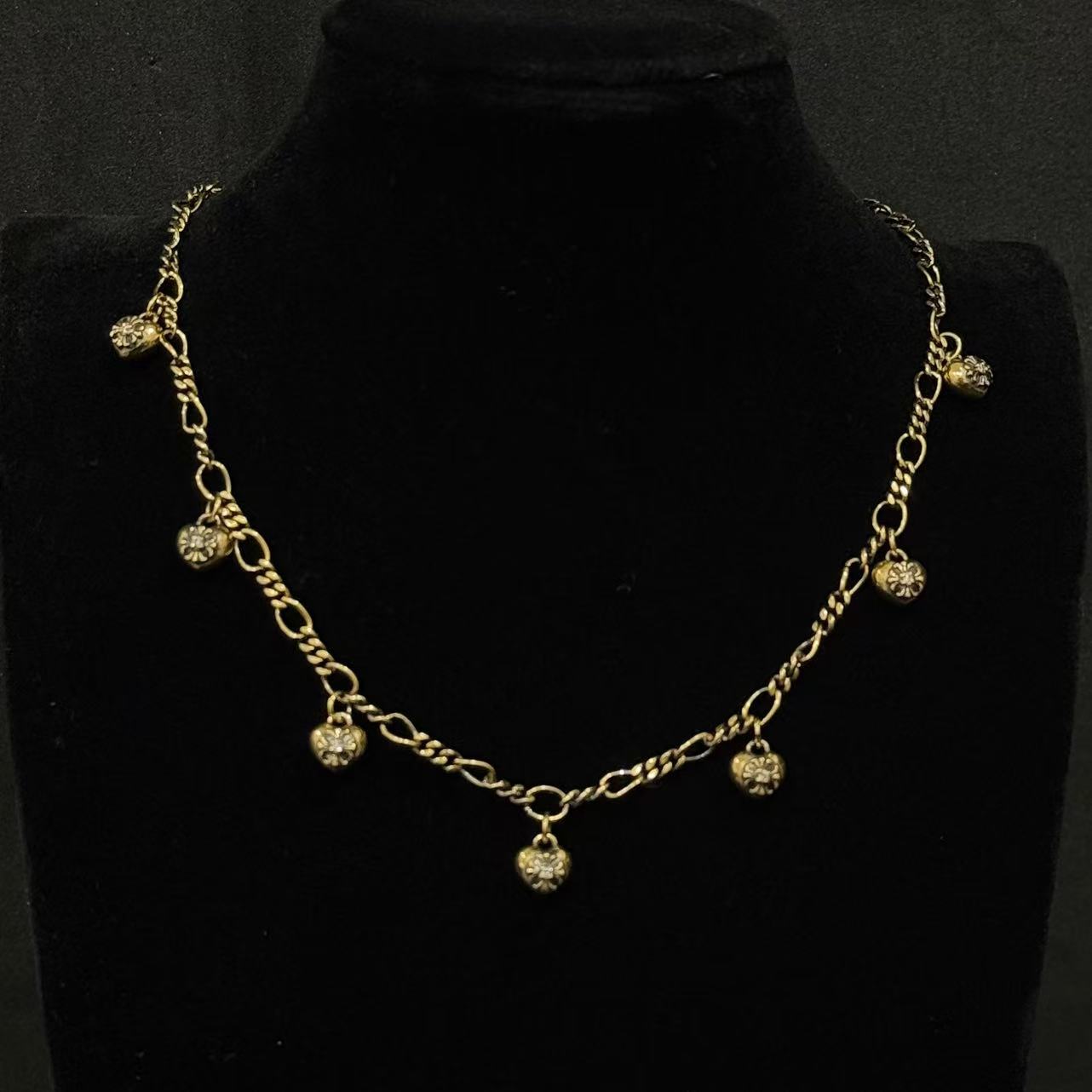 【足金999鸢尾爱心项链】黑金项链#精品黑金工艺#时尚百搭简约中古