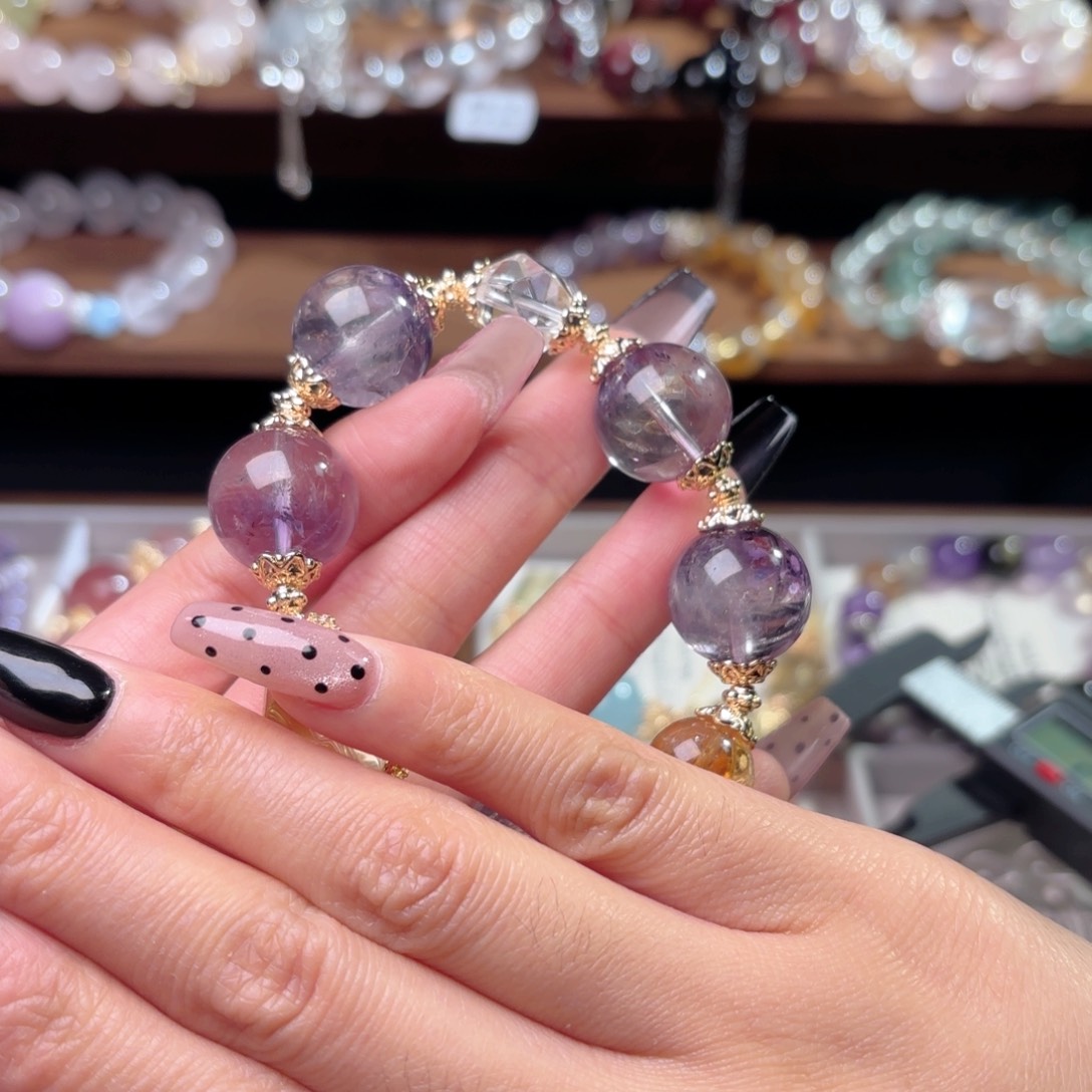 水晶手链合金莓**恼手串