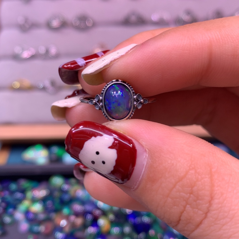 【闪购商品】欧泊戒指款式银S925镶嵌二*